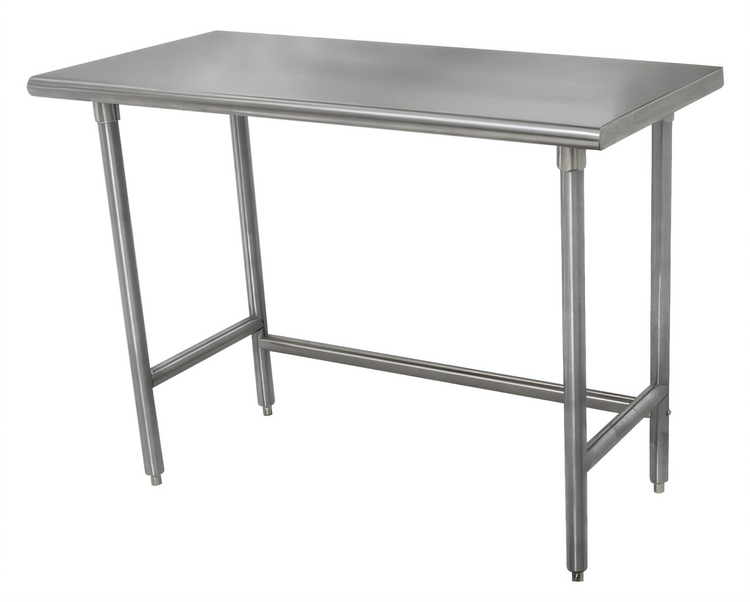 Product image #1 for Advance Tabco Premium Series Flat Top Open Base Work Table, 108" W x 36" D, 14-Gauge 304 Stainless Steel Top, Galvanized Legs