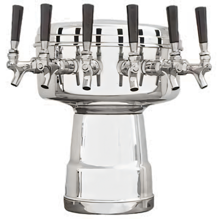 Product image #1 for Micro Matic Mushroom 6-Faucet Stainless Steel Countertop Glycol-Cooled Draft Beer Tower