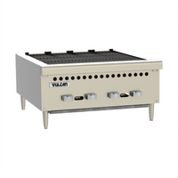 Vulcan 25-3/8-Inch Low-Profile Gas Countertop Charbroiler with 4 Cast Iron Burners, Reversible Grates, and Drawer