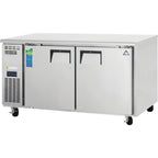 Thumbnail image #1 for Everest Refrigeration ETWF2 Two-Section Undercounter Worktop Freezer, 18 Cu. Ft., Stainless Steel Worktop, Solid Locking Self-Closing Doors