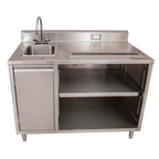 Thumbnail image #1 for BK Resources BEVT-3072L 72-Inch Stainless Steel Enclosed Cabinet Beverage Table with Left Sink, Gooseneck Faucet, and Urn Trough