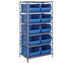 Thumbnail image #1 for Quantum Heavy Duty Stationary Wire Shelving Unit with 8 Shelves and 10 Storage Bins, 24 x 36 x 75 Inch
