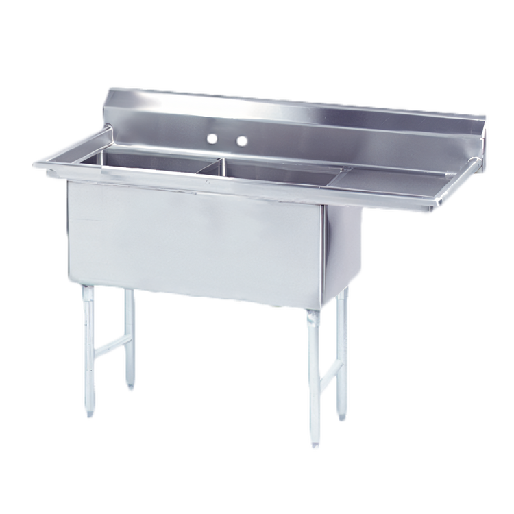 Product image #1 for Advance Tabco FS-2-1620-18R 2-Compartment Fabricated Sink with Right Drainboard, 16 x 20 x 14-Inch Bowls