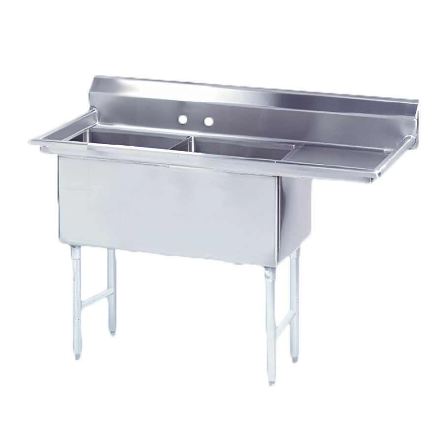 Product image #1 for Advance Tabco FS-2-1620-18R 2-Compartment Fabricated Sink with Right Drainboard, 16 x 20 x 14-Inch Bowls