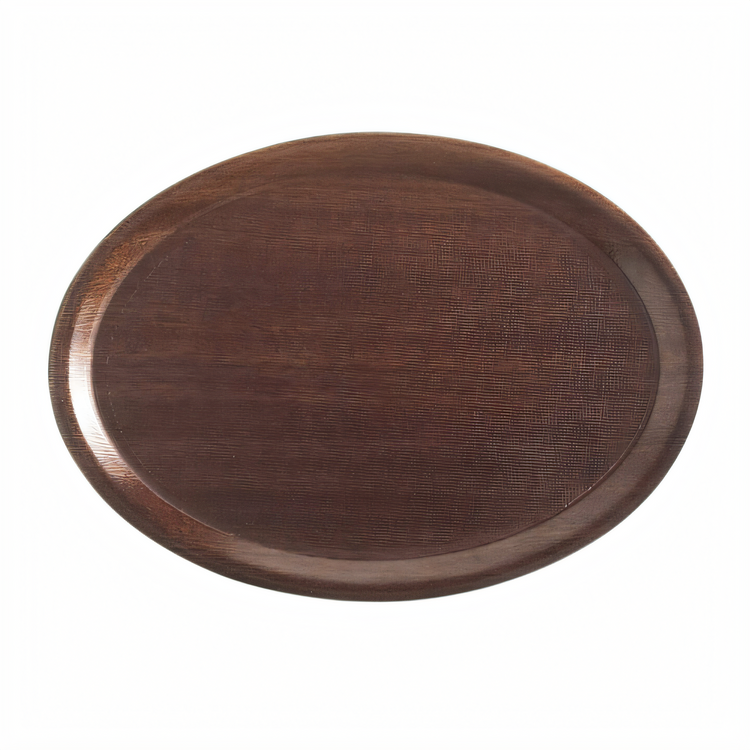 Product image #2 for Cambro Camtray Oval Cafeteria Serving Tray, 19-1/4 x 24 Inches, Fiberglass, Burma Teak