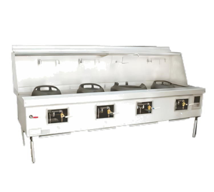 Product image #1 for York Four-Chamber Gas Wok Range with Water-Cooled Top and Stainless Steel Deck and Sides