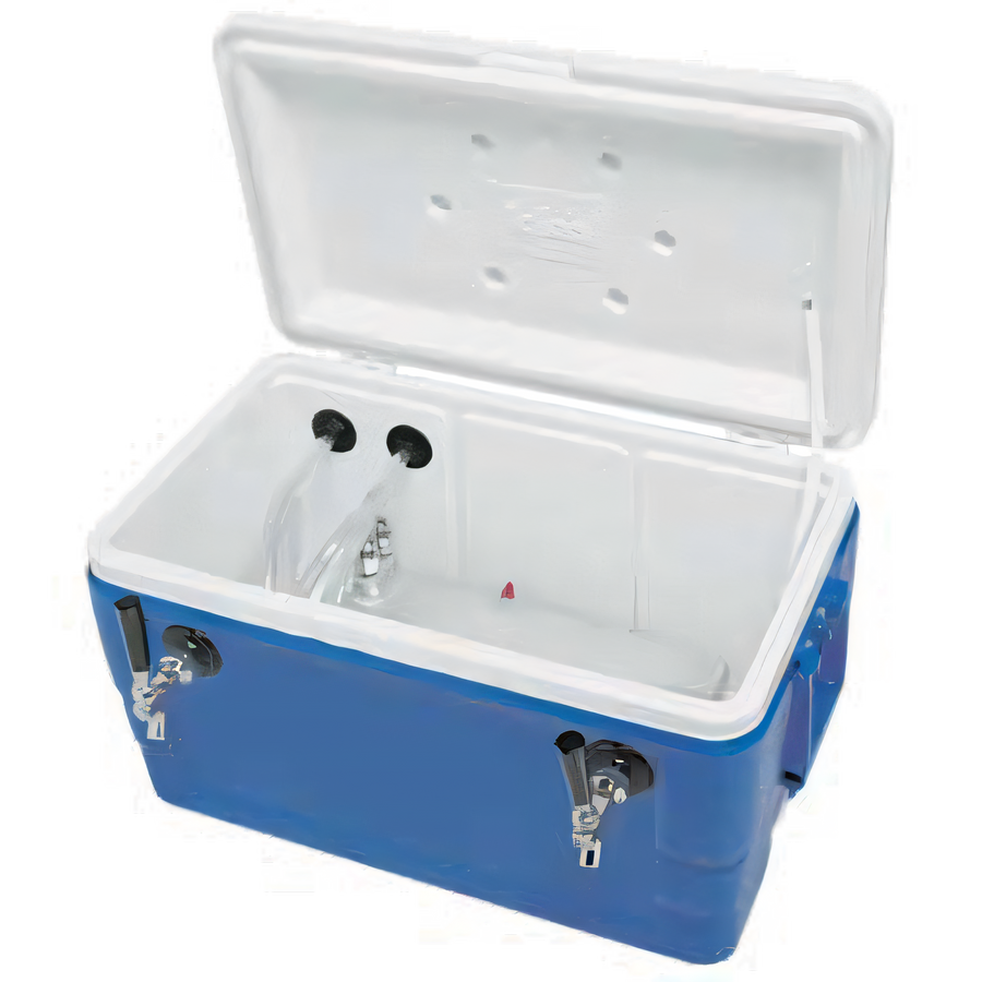 Product image #1 for Micro Matic USA 48-Quart Cold Plate Beer Cooler with 2 Faucets, Blue Plastic Ice Chest