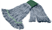 Carlisle Grease Release Medium Looped-End Wet Mop Head, Blue Yarn, 5-Inch Green Band