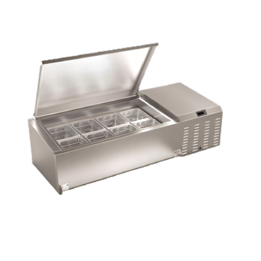 Product image #1 for Serv-Ware 60-Inch Refrigerated Topping Rail with 12 GN 1/6 Pan Capacity, 304 Stainless Steel, 115V