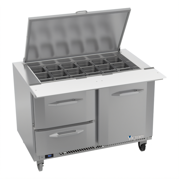 Product image #1 for Victory UltraSpec™ VSPD48HC-18B-2 48" Two-Section Sandwich Prep Refrigerator with Drawers and 18 Pan Capacity