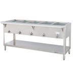 Thumbnail image #1 for Duke Manufacturing Aerohot E305SW Electric 5-Well Sealed Hot Food Station, Stainless Steel Open Base with Poly Carving Board