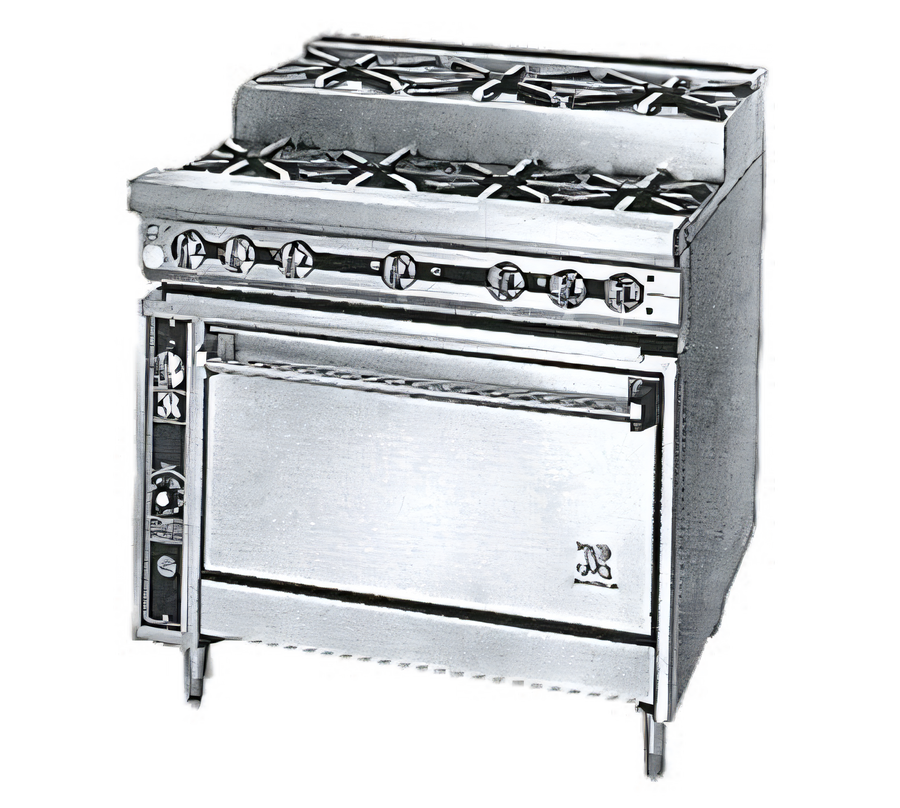 Product image #1 for Titan JTRHE-3-3-36C 36" Heavy Duty Gas Range with (3) Open Burners, (3) Step-Up Burners, and Convection Oven