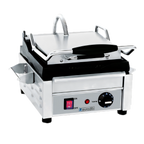 Thumbnail image #1 for Eurodib SFE02325120 Commercial Panini Press, Single, Grooved Cast Iron Plates, Manual Thermostat, 10 x 10 Inches, 120V