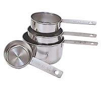 4-Piece Stainless Steel Measuring Cup Set with 1/4, 1/3, 1/2, and 1 Cup Sizes