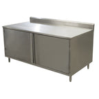 Thumbnail image #1 for BK Resources CSTR5-3072H 72" x 30" Enclosed Stainless Steel Work Table, 14-Gauge Top, Hinged Doors, 5" Backsplash