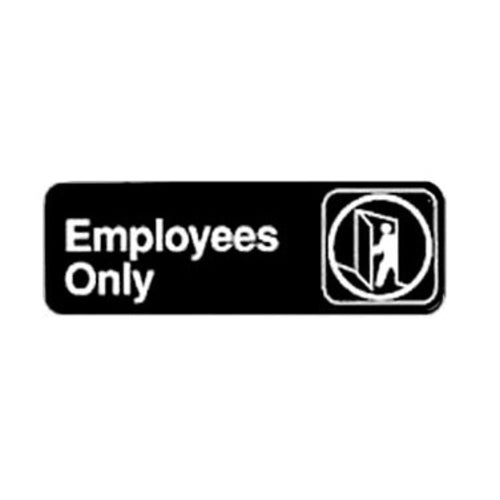 Product image #1 for Winco Employees Only Information Sign with Symbol, 9 x 3 Inches, White on Black