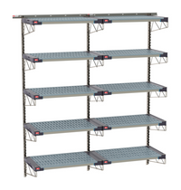 Metro SmartWall Life Tall Double-Wide Five-Tier Wall-Mounted Shelving Starter Kit with 10 Polymer Shelves