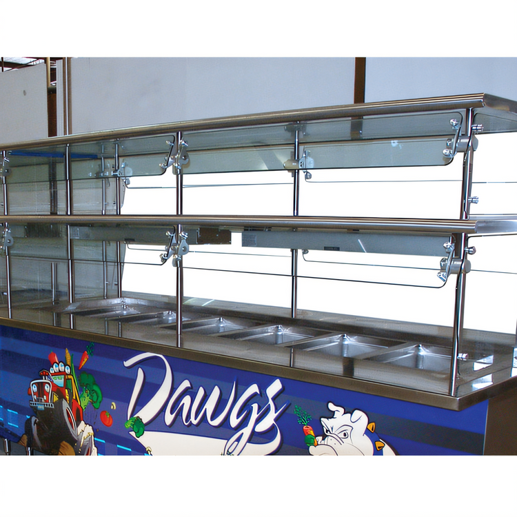 Product image #1 for Advance Tabco Sleek Shield Single-Sided Self-Service Double-Tier Food Shield with Adjustable Front Glass, 72 x 18 x 34 Inches