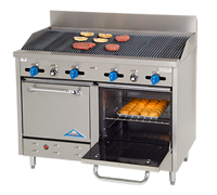 Comstock-Castle 48-Inch Gas Char-Broiler Range with 2 Space-Saver Ovens