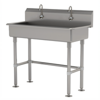 Advance Tabco Multiwash Freestanding Stainless Steel Hand Wash Sink with 2 Electronic Faucets, 40 Inch Wide