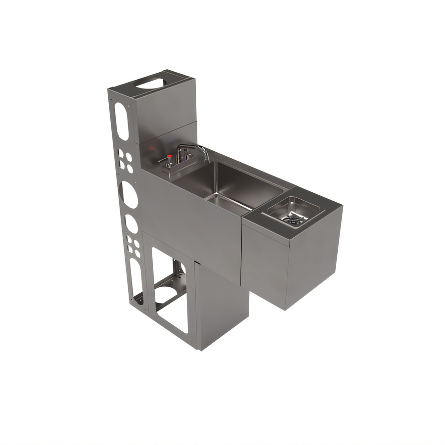 Product image #1 for BK Resources 12-Inch Underbar Glass Rinser Hand Sink with Push-Down Rinser and Faucet
