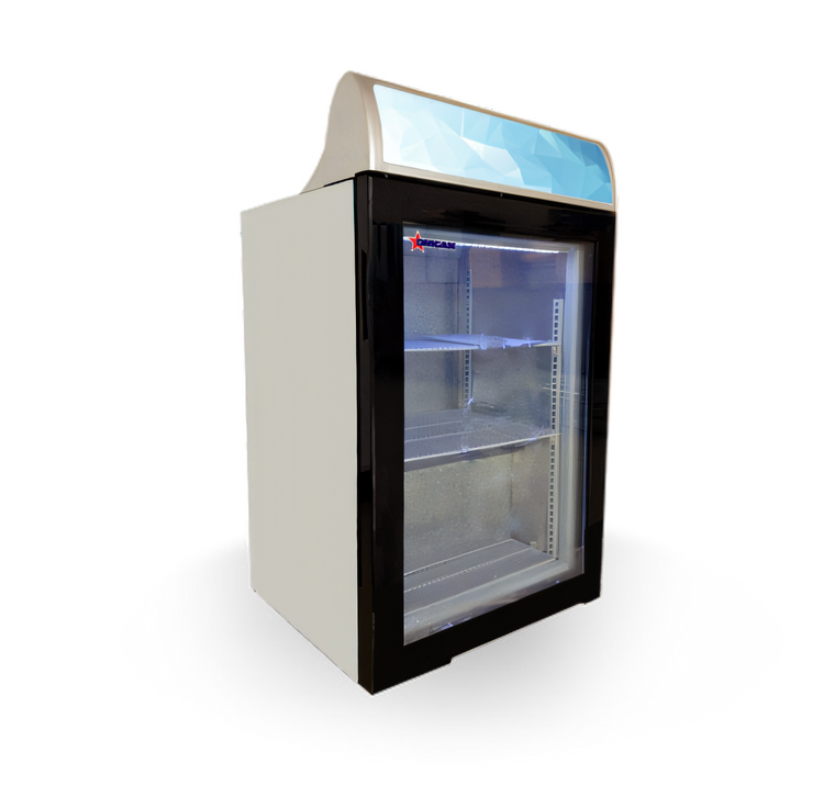 Product image #1 for Omcan 3.5 Cu. Ft. One-Section Countertop Reach-In Display Freezer with Hinged Tempered Glass Door