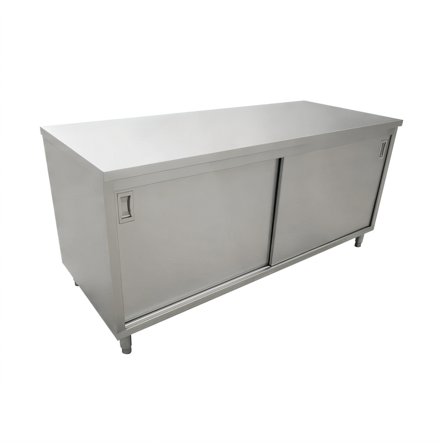 Product image #1 for Omcan USA Enclosed Stainless Steel Work Table with Sliding Door Cabinet Base, 48 x 30 x 36 Inches