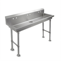 John Boos PBMSHS-F1-4020 Freestanding Multi-Station Hand Wash Sink, 40 Inch, 2 Single 1-Inch Faucet Holes, 16-Gauge Stainless Steel