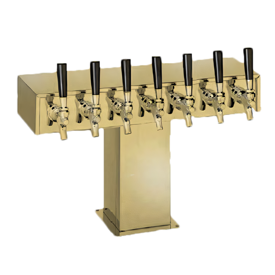 Product image #1 for Perlick Extra High Wide Base Countertop Glycol-Cooled Tee Draft Beer Tower, 10 Faucets, Tarnish-Free Brass