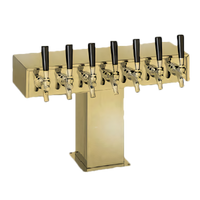 Perlick Extra High Wide Base Countertop Glycol-Cooled Tee Draft Beer Tower, 10 Faucets, Tarnish-Free Brass
