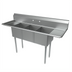 Thumbnail image #1 for BK Resources Economy Freestanding 3-Compartment Stainless Steel Sink with Dual 12-Inch Drainboards