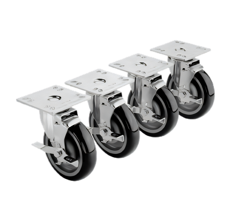 Product image #1 for Krowne Royal Series 5-Inch Swivel Plate Caster Set with Brakes, 220 lb Capacity Each