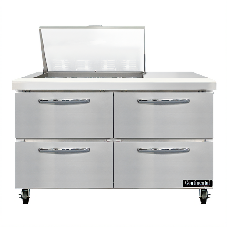 Product image #1 for Continental Refrigerator Mighty Top 48" Two-Section Refrigerated Sandwich Prep Table with Drawers
