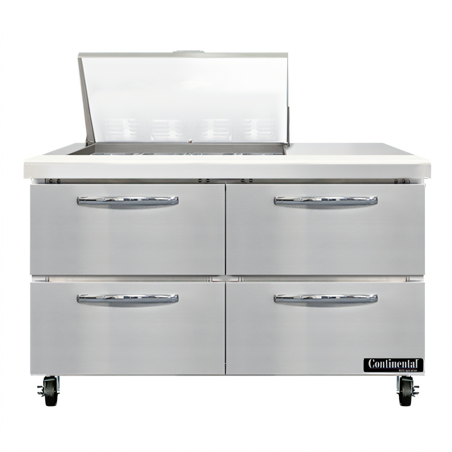Product image #1 for Continental Refrigerator Mighty Top 48" Two-Section Refrigerated Sandwich Prep Table with Drawers