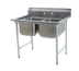 Thumbnail image #1 for Eagle Group 414 Series Two-Compartment Sink with Legs and 9-1/2 Inch Backsplash, 45-1/2 x 31-1/4 Inches