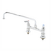 Thumbnail image #1 for T&S Brass 8-Inch Adjustable Center Deck Mount Mixing Faucet with 6-Inch Swing Nozzle and Lever Handles