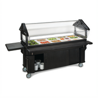 SixStar 6-Foot Portable Ice-Cooled Food Bar with Enclosed Storage, Sliding Doors and Acrylic Sneeze Guard, Black
