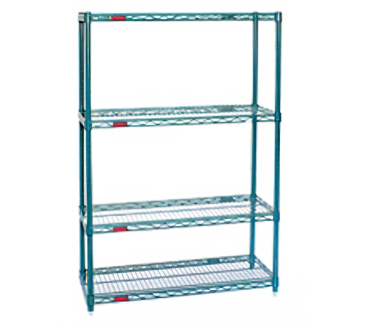 Product image #1 for Eagle Valu-Gard 4-Tier Starter Wire Shelving Unit with QuadTruss Shelves, 42W x 21D x 63H, Green Epoxy Finish