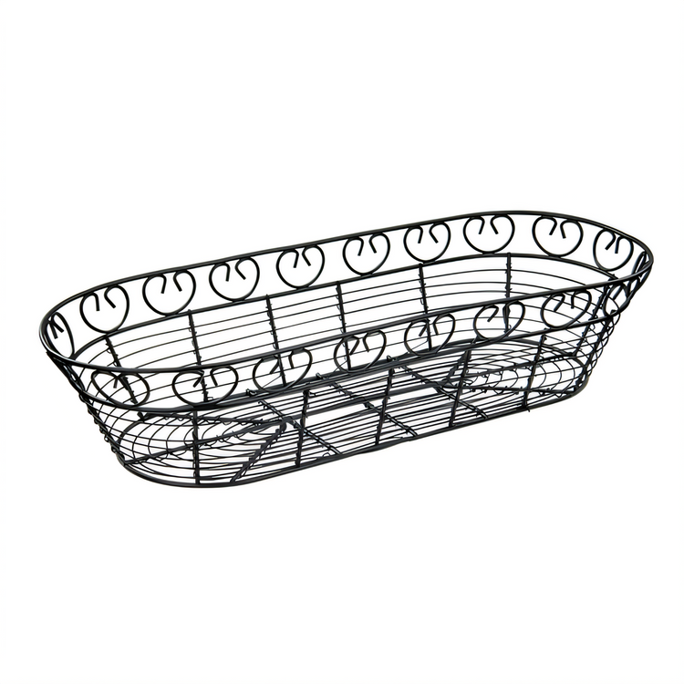 Product image #1 for Winco Long Oval Wire Bread/Fruit Basket, 15 x 6-1/4 x 3 Inch, Black