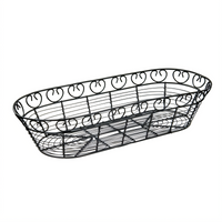 Winco Long Oval Wire Bread/Fruit Basket, 15 x 6-1/4 x 3 Inch, Black