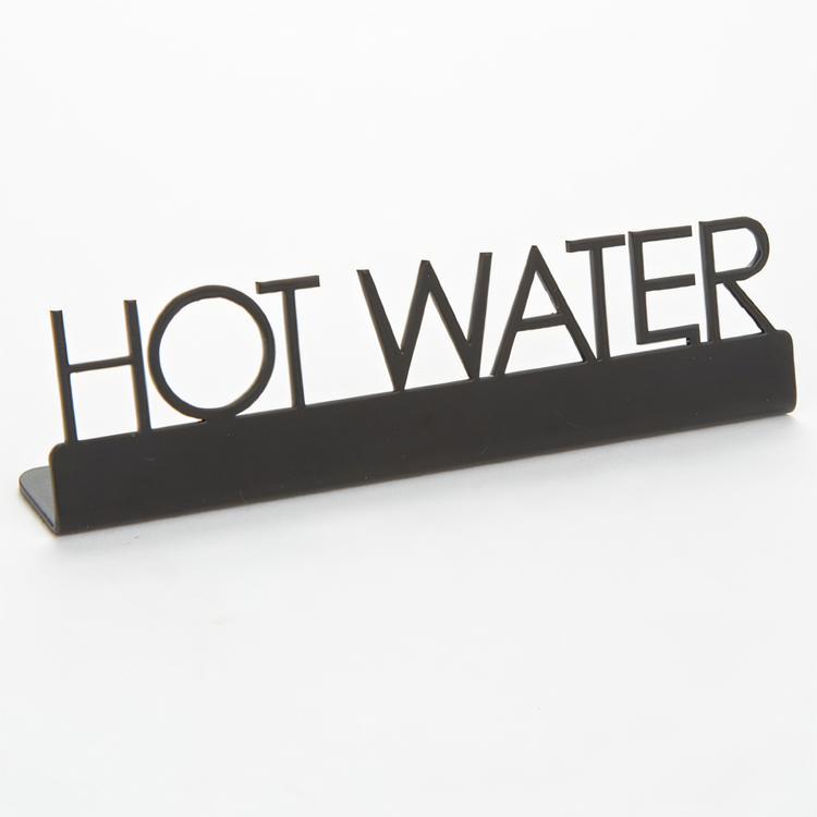 Product image #1 for American Metalcraft Hot Water Printed Table Sign, 202 Stainless Steel, Black