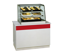 Countertop Full-Service Non-Refrigerated Pastry Display Case, 47 Inch Wide, Curved Glass, Black and Stainless Steel