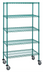 Thumbnail image #1 for Quantum Mobile Wire Shelving Cart, 60 x 24 x 80 Inches, 5 Shelves, Green Epoxy Coated