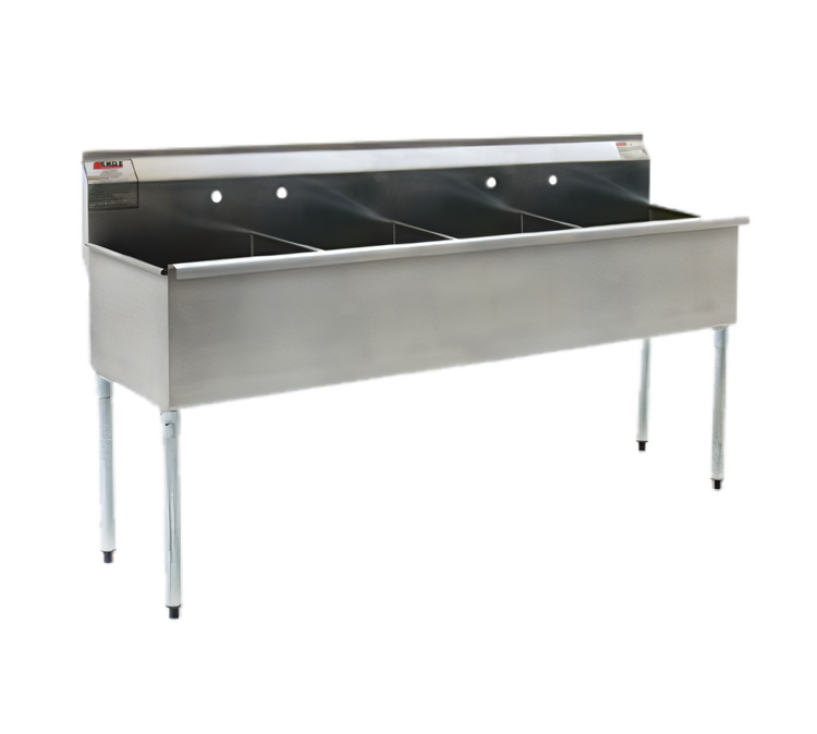 Product image #1 for Eagle Group Four-Compartment Utility Sink, 73-3/8 Inch x 28 Inch, 16-Gauge 430 Stainless Steel, No Drainboards