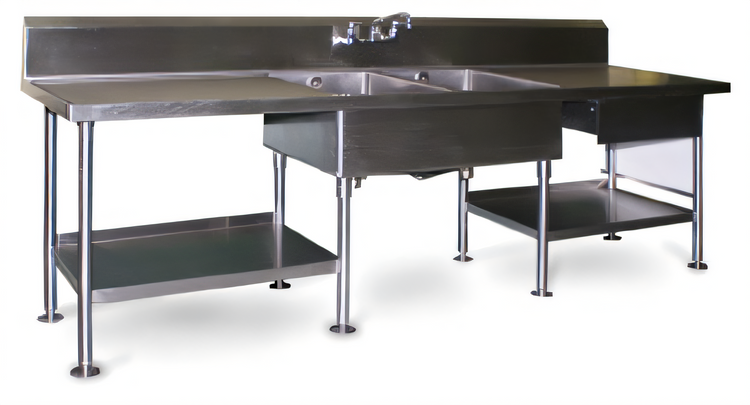 Product image #1 for Spec-Master SMPT30108 Marine Prep Table with Two Sinks, 108"W x 30"D