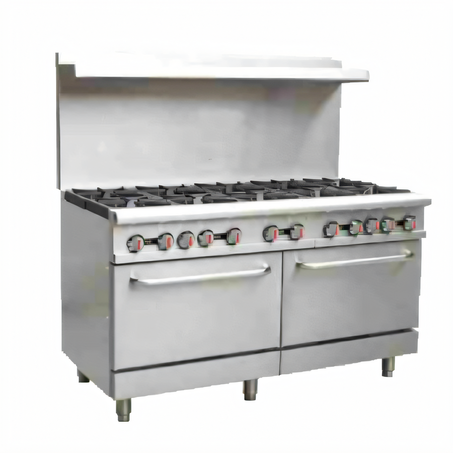 Product image #1 for Serv-Ware SGR-10B 60-Inch Commercial Gas Range with 10 Open Burners and 2 Standard Ovens