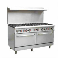 Serv-Ware SGR-10B 60-Inch Commercial Gas Range with 10 Open Burners and 2 Standard Ovens