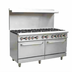 Thumbnail image #1 for Serv-Ware SGR-10B 60-Inch Commercial Gas Range with 10 Open Burners and 2 Standard Ovens