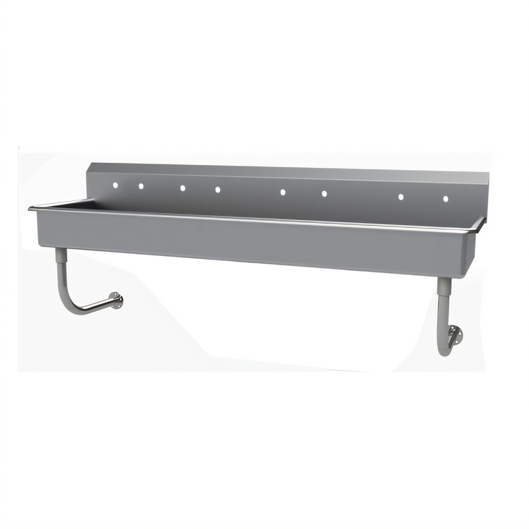 Product image #1 for Advance Tabco ADA Wall-Mounted Multiwash Hand Sink with 8-1/2-Inch Backsplash and 4 Faucet Hole Sets, 80-Inch Wide