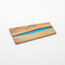 Thumbnail image #1 for American Metalcraft Rectangular Olive Wood Serving Board with Blue Polyresin Accent, 14 x 7 Inches
